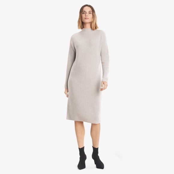 MM Lafleur | Maxi Knit Charmaine Dress Funnel Neck Sizse L Gray Wool Blend - Picture 1 of 9